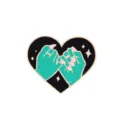 Heart-shaped enamel brooch cute pinky promise pin for bags clothes aesthetic jewelry gift. - Black