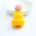 Mini yellow knitted hat pom pom charm cute bag pendant clothing accessory sweet style decor. - Yellow