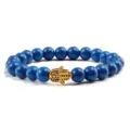 Bracelet de perles en turquoise bleue avec pendentif breloque main de Hamsa dorée, bijoux de yoga. - Main Dorée Turquoise Bleu