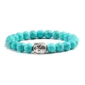 Turquoise kraal armband met zilveren Boeddha hoofd hanger elastische steen sieraden. - Lichtblauw Turkoois Zilveren Legering