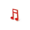 Enamel red musical note lapel pin brooch badge, cute alloy musical accessory detail shot. - Red Musical Note