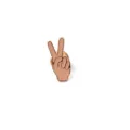 Close-up of a cute peace hand gesture enamel pin with rose gold metal outline and pink fill. - Scissorhands