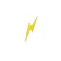 Close-up detail shot of a vibrant yellow lightning bolt enamel metal brooch pin. - Flash