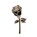 Elegante spilla con smalto rosa nero e oro, bellissimo gioiello floreale per donne. - Nero