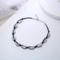 Collana girocollo conchiglie argento cordino nero stile spiaggia vacanza boho chic - Corda Nera Conchiglia Argento
