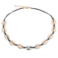 Collana Girocollo Con Conchiglie Naturali Stile Hawaiano Corda Nera Con Conchiglia - Corda Nera Conchiglia Argento