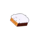 Cute cartoon white cat in box enamel pin brooch, funny animal lapel pin for backpack shirt. - Box Cat