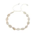 Collana girocollo con conchiglie boho cordino intrecciato fatto a mano gioiello spiaggia - Corda Beige Conchiglia Bianca