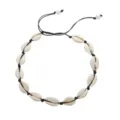 Collana girocollo corta in conchiglia naturale bohemien fatta a mano con corda nera. - Corda Nera Conchiglia Bianca