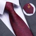 Men's red wedding tie with double happiness print, zipper formal necktie for groom. - 8cm Red Fish Square Double Happiness Zipper