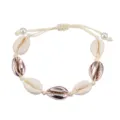 Bracciale con conchiglie di mare boho cordino regolabile intrecciato gioiello donna - Corda Beige Conchiglia Oro Rosa
