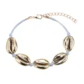 Goldene Muschel Fußkettchen Armband, Graues Geflochtenes Seil Variante, Sommer Schmuck - Graue Kordel Goldene Muschel