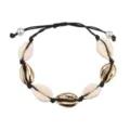 Bracciale con conchiglie cauri boho cordino regolabile conchiglia dorata da spiaggia - Corda Nera Conchiglia Oro
