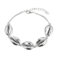 Silberfarbene Muschel geflochtenes Armband Sommer Strand Boho Stil verstellbare Kette Schmuck - Graue Kordel Silberne Muschel