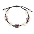 Bracciale con conchiglie cauri corda nera stile bohémien regolabile mare estate gioiello - Corda Nera Conchiglia Oro Rosa