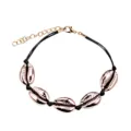Handgemachte schwarze Kordel roségoldene Kauri-Muschel Armband Sommer Strand Schmuck - Roségoldschale Schwarzes Seil