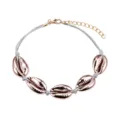 Boho Muschel Fußkettchen Strand Armband Roségoldfarbene Kauri Muscheln Sommer Schmuck - Roségoldschale Graues Seil