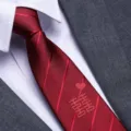 Red wedding business necktie with Chinese double happiness embroidery detail for suit wear - 8cm Festive Red Zipper