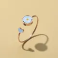 Rose gold open bangle bracelet featuring a cute blue daisy flower and matching heart charm. - Bangle / Without Repellent Tablet / Lake Blue