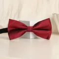 Men's burgundy striped bow tie classic wedding groom formal wear neck accessory for men. - Wine Red Stripe Bowtie