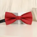 Burgundy men's bow tie solid color wedding groom groomsmen formal neckwear option - F9 Red Fine Stripe Bowtie