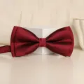 Burgundy satin bow tie for men, classic solid color wedding party formal neckwear accessory. - Trendy Wine Red Bowtie