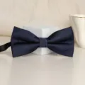 Classic men navy blue stripe bow tie for wedding groom formal business neckwear choice - Blue Dark Stripe Bowtie