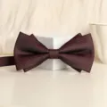 Burgundy Men's Bow Tie Solid Color Wedding Groomsman Formal Neckwear Fashion Bowtie - Elegant Asymmetric Wine Red Bowtie