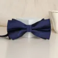 Men's Navy Blue Striped Bow Tie Classic Groom Wedding Formal Neckwear Accessory - Blue Asymmetric Dark Stripe Bowtie