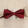Wine red solid color men's bow tie variant, elegant groom and wedding accessory style. - Deep Wine Red Asymmetric Jacquard Bowtie