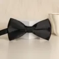 Classic black bow tie for men wedding groomsmen solid color stylish formal wear variant - F13 Black Glossy Bowtie