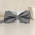 Men's elegant grey solid color textured bow tie, classic wedding groom suit clothing accessory. - Light Gray Asymmetric Stripe Bowtie