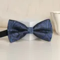 Men's blue paisley bow tie for wedding groomsman formal wear elegant patterned necktie - New Blue Paisley Bowtie