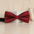 Men's wine red herringbone pattern bow tie, elegant wedding groom formal neckwear accessory. - Wine Red Wave Bowtie
