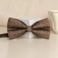 Brown polka dot men bow tie, classic wedding groom shirt accessory for formal event. - Champagne Polka Dot Bowtie