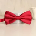 Burgundy Satin Bow Tie Solid Color Formal Necktie for Men Wedding Groom Shirt - L13 Wine Red Bowtie