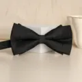 Black mens bow tie solid color wedding groom formal neckwear clothing variant option - Black Asymmetric Snowflake Bowtie