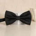 Classic black textured men's bow tie for weddings, formal events and business suits. - Black Grid Bowtie
