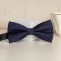 Men's dark blue polka dot bow tie with adjustable black strap for formal wedding wear - Navy Dot Bowtie