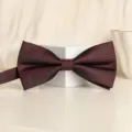 Wine Red Men Bow Tie Solid Color Wedding Formal Business Neckwear Variant Option - Elegant Wine Red Bowtie