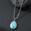 Tree of Life Turquoise Pendant Necklace Silver Chain Variant - Men's Fashion Jewelry - Tree of Life Blue Stone Pendant (C23-041) / Blue