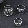 Vintage punk retro style metal rings set for men, featuring scorpion and owl designs. - Scorpion Owl Three-Piece Set (D23-033 B5-F2)