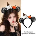 Halloween headband witch hat cute party hair accessories funny pumpkin hair clips for cosplay decor - Style 10 Little White Bear Pumpkin