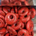 18mm red cracked agate gemstone donut beads, large hole DIY jewelry making accessories. - Red Turquoise 1pc (Synthetic)