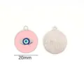Pink Enamel Evil Eye Alloy Pendant 20mm DIY Jewelry Necklace Crafting Charms - Style 12-Round Double Sided Pink Blue Eye (20mm)