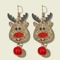Christmas reindeer acrylic earrings cute holiday jewelry gift for women and girls party wear - Red Bead Christmas Elk Style (HY1206)