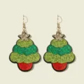 Christmas tree acrylic earrings with glitter cute holiday jewelry gift for women girls - Sequin Christmas Tree Style (HY1215)