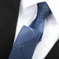 Classic blue men's business tie with subtle striped texture for formal wear and office. - Plaid Zipper / 6 cm Wide / Blue