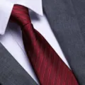 Detailed close-up of a stylish red striped men's formal tie paired with a crisp white shirt. - Deep Burgundy Dark Pattern Zipper