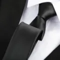 Black silk tie close-up detail for men business formal suit wedding professional wear daily use - Smooth Zipper / 6 cm Wide / Black